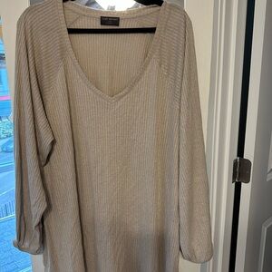 Lane Bryant Tan Ribbed Knit Top